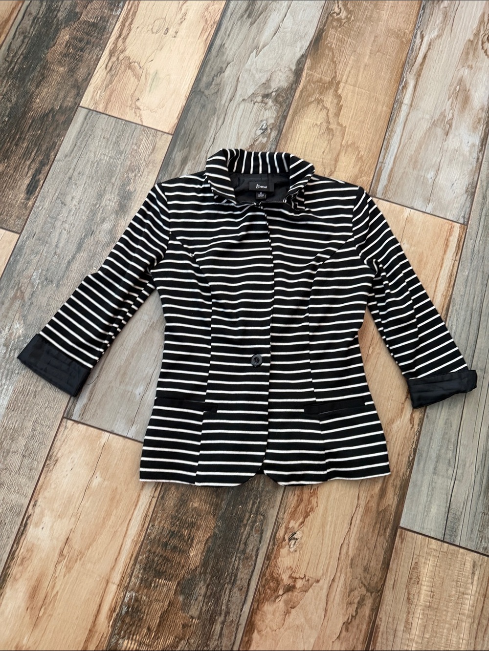 Bwear Black and White Striped Women's Blazer